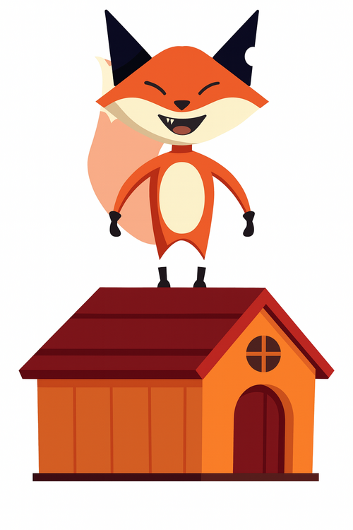 fox standing on the shed